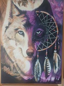 Wilk akryl Barbara Strzała Jeziorska